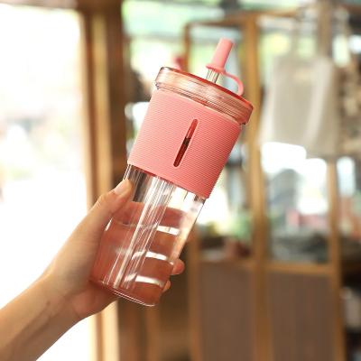 China Plastic Cups Straw Coffee Cup Reusable Minimalist 24oz 710ml Portable Water Bottle Cups for sale