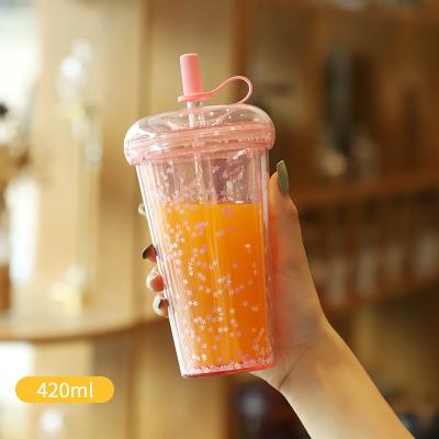 China Fashionable Minimalist 14oz 420ml Sports Straw Delicate Transparent Special Kettle Donut Straw Mug for sale