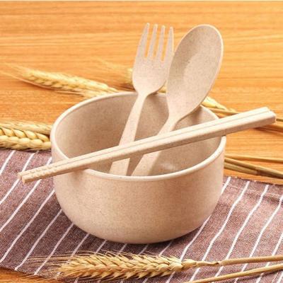 China Sustainable Wheat Straw Cutlery Set Plastic Portable Cutlery for sale