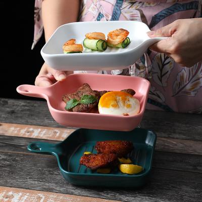 China Sustainable Western Ceramic Household Oven Baking Plate Breakfast Dish Salad Dish Tableware for sale