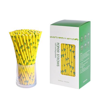 China Wholesale Multi-pattern Disposable Straws Cactus Snowflake Christmas Rainbow Paper Long Drinking Straw for sale