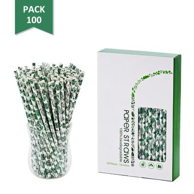 China Eco-Friendly Flexible Paper Disposable Paper Straw Paper Juice Straws Drinking Straw Disposable Custom Bamboo Printing Pattern Sheet for sale