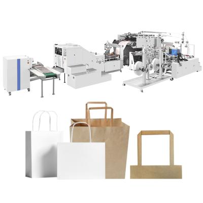 China Garment Shops Touch Screen Square Bottom Paper Bag Machine Automatic Paper Bag Making Machine With Flat Handle for sale