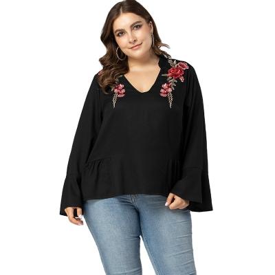 China Women QUICK DRY QUICK DRY Autumn Lantern Sleeve Embroidery Casual tops Muslim office wear blouses ladies plus size clothes for women for sale