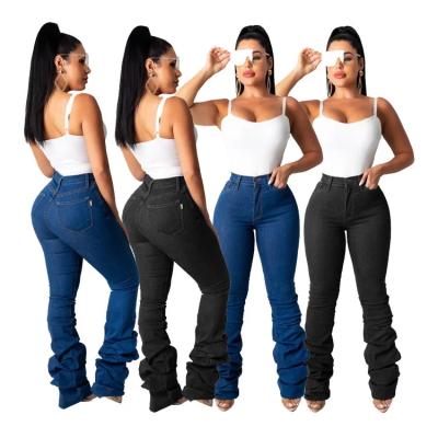 China 2020 QUICK DRY Lady QUICK DRY Casual Long Length Pencil Fashion Denim Pants High-Waisted Women Stacked Jeans for sale