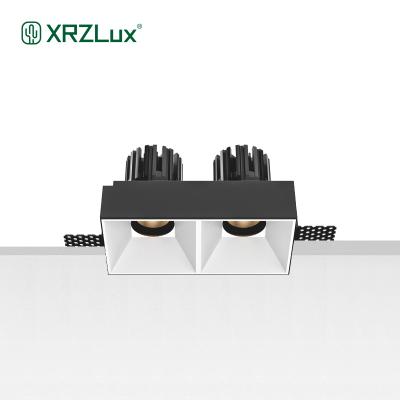 China Minimalist XRZLux Square Recessed Downlights Single Double Heads Trimless Embedded Ceiling Lamp Spot Light 8W 10W 15W COB LED Downlight for sale