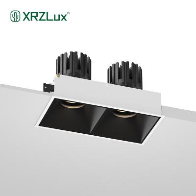 China XRZLux Downlights Modern Recessed Led Aluminum Anti-glare Square Led Ceiling Lights Single / Double Heads Lighting Fixtures for sale