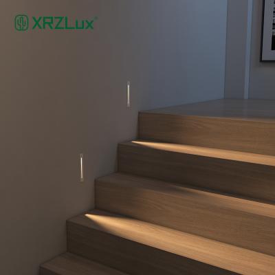 China Minimalist XRZLux 3W LED Wall Lamp Footlight Wall Corner Light Hallway Aluminum Indoor Recessed Stair Light With Sensor for sale