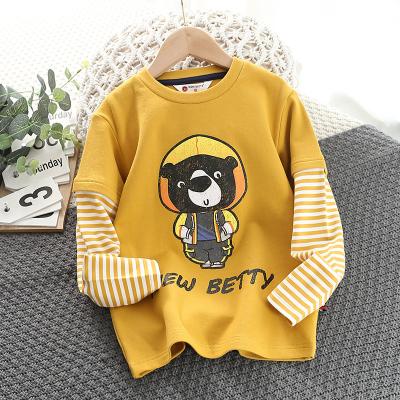 China New Best Quality Fashion Cotton Boys Breathable Sweatshirt Kids Rigs Long Sleeve Two Piece T-Shirt for sale