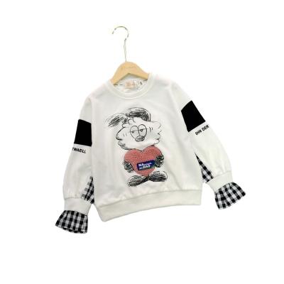 China Breathable OEM Customized High Quality Girl Pullover Long Sleeve Patchwork Plaid Printed Kids T-shirt for sale