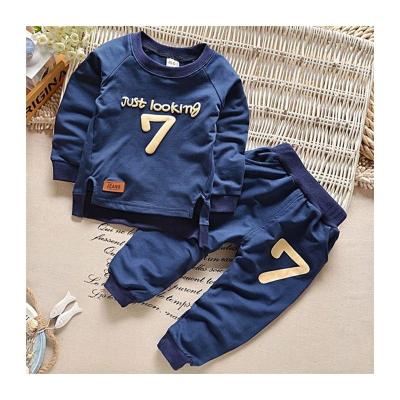 China Cool Boys Kids Clothing Set Loungewear Navy Blue Breathable Boys Fashion Kids 2Pcs Clothing Set for sale