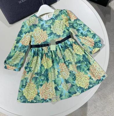 China Anti-wrinkle flower girl dress high quality girls casual elegant print cotton babies dress for sale