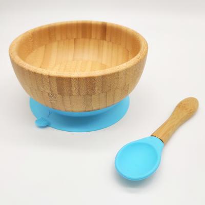 China Minimalist Eco - Friendly Baby Dish And Stay Setl Feeding Spoon And Suction Ring Bamboo Baby Products for sale