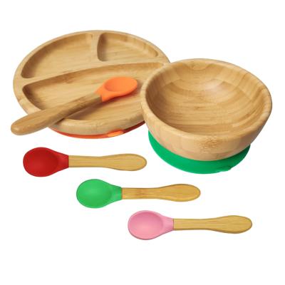 China Baby Suction Cup Minimalist Bamboo Bamboo Baby Bowl Baby Feeding Dish for sale