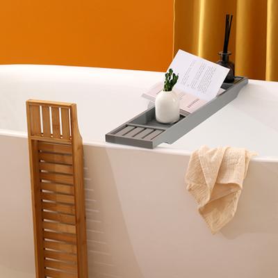 China Sustainable Bathtub Caddy Tray Wooden Bath Caddy Tray with Phone Holder for sale