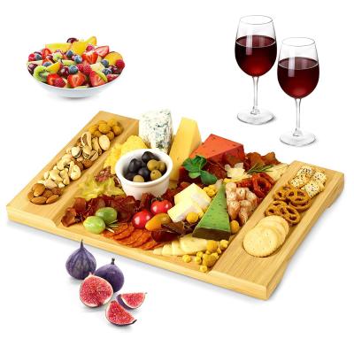 China Eco - Friendly Charcuterie Serving Tray Meat Board Bamboo Cheese Board Set for sale