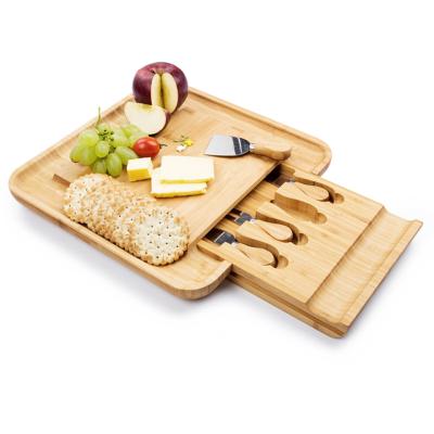 China Sustainable Charcuterie Platter and Meat Board Cheese Cutting Board and Knife Serving Set Bamboo Cheese Board for sale