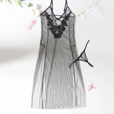 China 95% Polyester 5% Spandex Plus Size Sexy Lingerie Dress Lace Up Pajamas To Lace Up Nylon Sexy Lingerie Nightgown Dress for sale