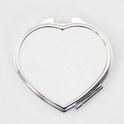 China Love Convenient Heart Shaped Metal Cosmetic Mirror Folding Convenient Sublimation Cosmetic Mirror for sale