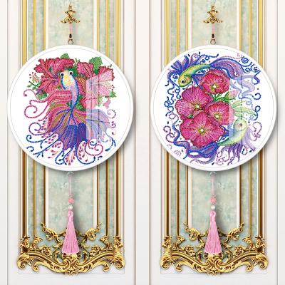 China Gift Idea & Home Decor & DIY 5D Painting Special Shaped Partial Drills Painting Round Fish Diamond Painting Tassels Pendant Frame Kits for sale