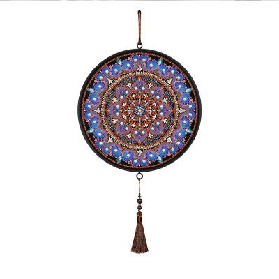 China Gift Idea & Home Decor & DIY Painting Round Frame Mandala Wall Hanging DIY 5D Pendant Diamond Painting Ornaments Kit with Tassel for sale