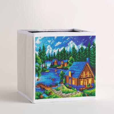 China Gift Idea & Home Decor & DIY Painting Foldable Diamond Cross Stitch Box 5D DIY Diamond Painting Kit Folding Storage Cloth Storage Bins for sale