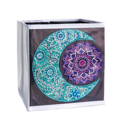 China Gift Idea & Home Decor & DIY Painting Mandala Diamond Painting Kit Folding Storage Cube Folding Cube Boxes PU Leather Foldable Basket Bin for sale