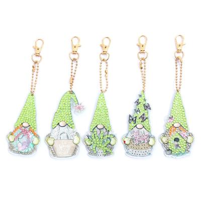 China New Ease Classic/Postmodern Diamond Painting Key Rings, Special Shaped Gnome Diamond Dotz Key Chain Ornaments, Small Diamond Art Keychains Craft Kits for sale