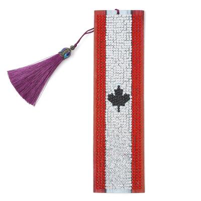 China New Classic/Postmodern Leather Tassel 5D Diamond Art Painting Bookmarks Canada Flag Bookmark with Diamond Dot Painting Kits for sale