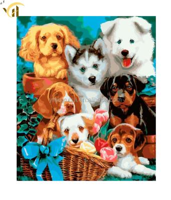 China Factory Traditional Whole Sale Beads Dogs Square Diamond Painting With Subframe for sale