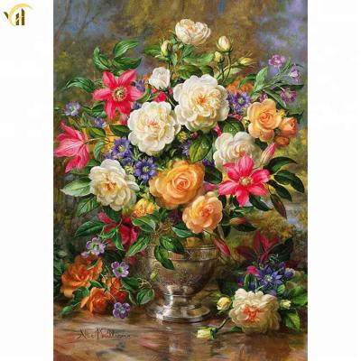 China Wholesale Modern High Quality ECO Life Colorful Flowers Diamond Painting 5d Canvas Still Framed Diamond Painting For Gift for sale