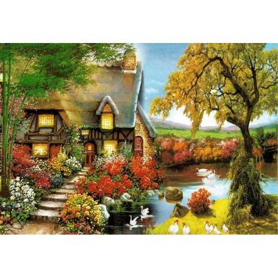 China Classic View Stone Art Canvas Painting of Beautiful Country House Landscapes by Numbers. for sale