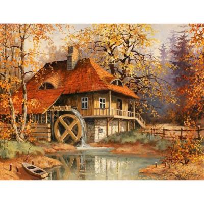 China Modern Full Drill Autumn Scenery Resin Beads Mosaic Art Painting Gemstone Art Diamond Painting for sale