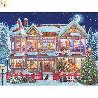 China Beautiful Classic Christmas Snow House Landscapes DIY Diamond Painting for sale