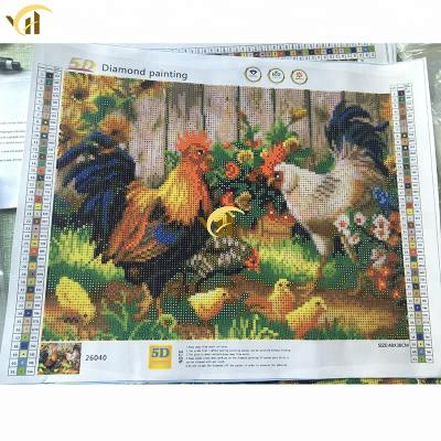 China Modern Factory Wholesale Full Drill Chicken And Rooster With Flowers 5d Diamond Painting for sale