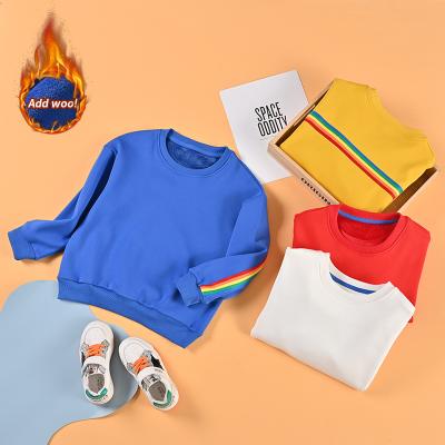 China Children's Casual Anti-shrink Clothing Letter Printing Autumn Winter Warm Boys Plain Hoodies Pullover Sweatshirt Outwear for sale