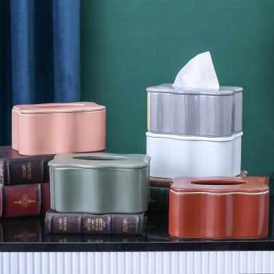 China Eco - Friendly Bathroom Accessories Handmade Ceramic Tissue Paper Holder For Table for sale