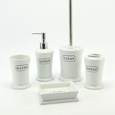 China China Sustainable Hot Sale 5pcs Ceramic Bathroom Accessories With Decal Design for sale