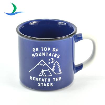 China Viable Wholesale Custom Ceramic Mug With Imitation Enamel Look Design for sale