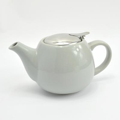 China Wholesale China Sustainable Supplier Gray Ceramic Teapots With Infuser Basket for sale