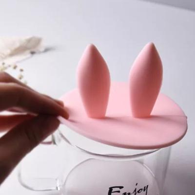 China Safe Product Ideas For Kids New 2020 Eco-friendly Reusable Cartoon Rabbit Ear Shape Silicone Cup Covers for sale