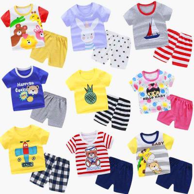 China 2021 new cool men's and women's baby cotton shorts middle sleeve children's formal two-piece clothes for sale