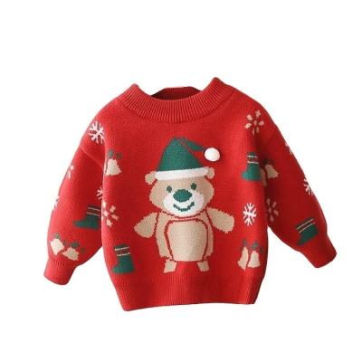 China 2022 anti-pilling factory direct sales European and American autumn and winter new baby knitted sweater Christmas children's sweater for sale