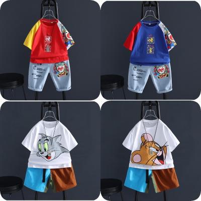 China 2022 new formal children's short sleeve T-shirt cotton boys and girls summer suits baby short shorts two sets for sale