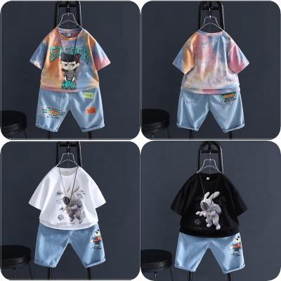 China Summer Boys And Children Leisure Cartoon Handsome Formal Two-piece Shorts - Sleeve Set Foreign Trade New for sale