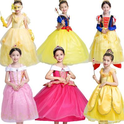 China Anti-wrinkle girls cartoon pattern gauze dress 2022 fashionable sleeve skirt 2022 summer children princess baby short border skirt for sale