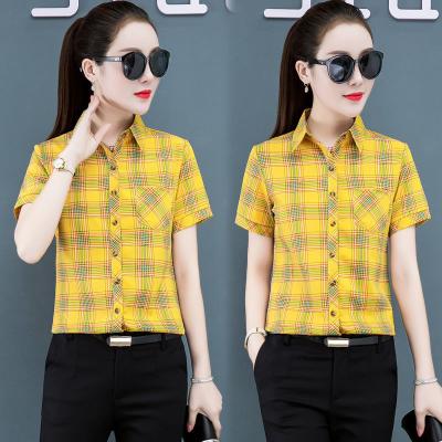 China 2021 New Women's Shirts Summer Border Anti-wrinkle Fashion Printed Shirt Parcour Short Sleeve Blouse for sale