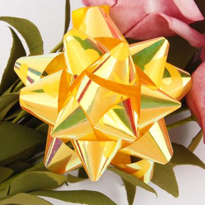 China Mesh Red Star Bows Glitter Ribbon Gift Bow Luster Decorative Christmas Weeding Plastic Wire Draw Ribbon Star Bow for sale