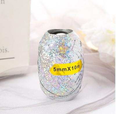 China Eco-friendly 5mm Luxury Single Face Durable High Quality Plastic Rugby Ribbon Laser Wrapping PP Balloons Ribbon For Gifts Wrapping for sale