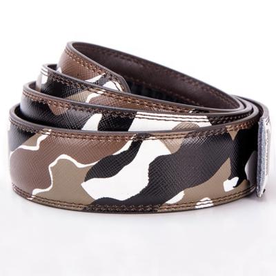 China Camouflage Printing Custom Design Ratchet Camouflage Letter Real Digital Screen Printing Genuine Leather Belt Strap Multi Color for sale